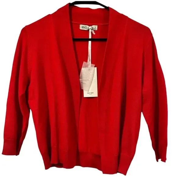 NWT Grace Karin Open Front 3/4 Sleeve Crop Cardigan Sweater - Picture 2 of 7